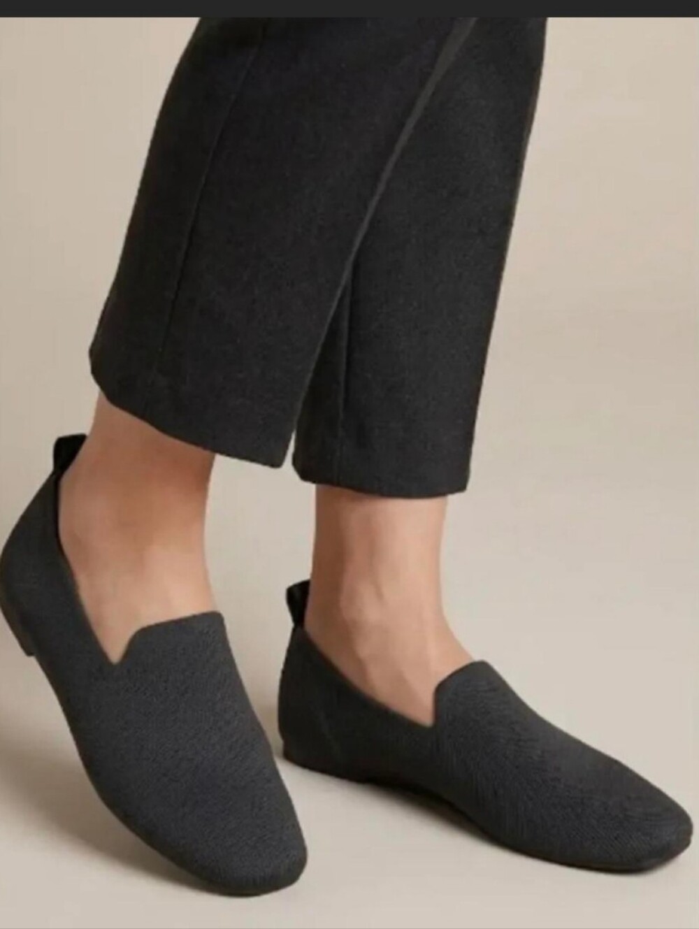 Black Slip-On Knit Loafers